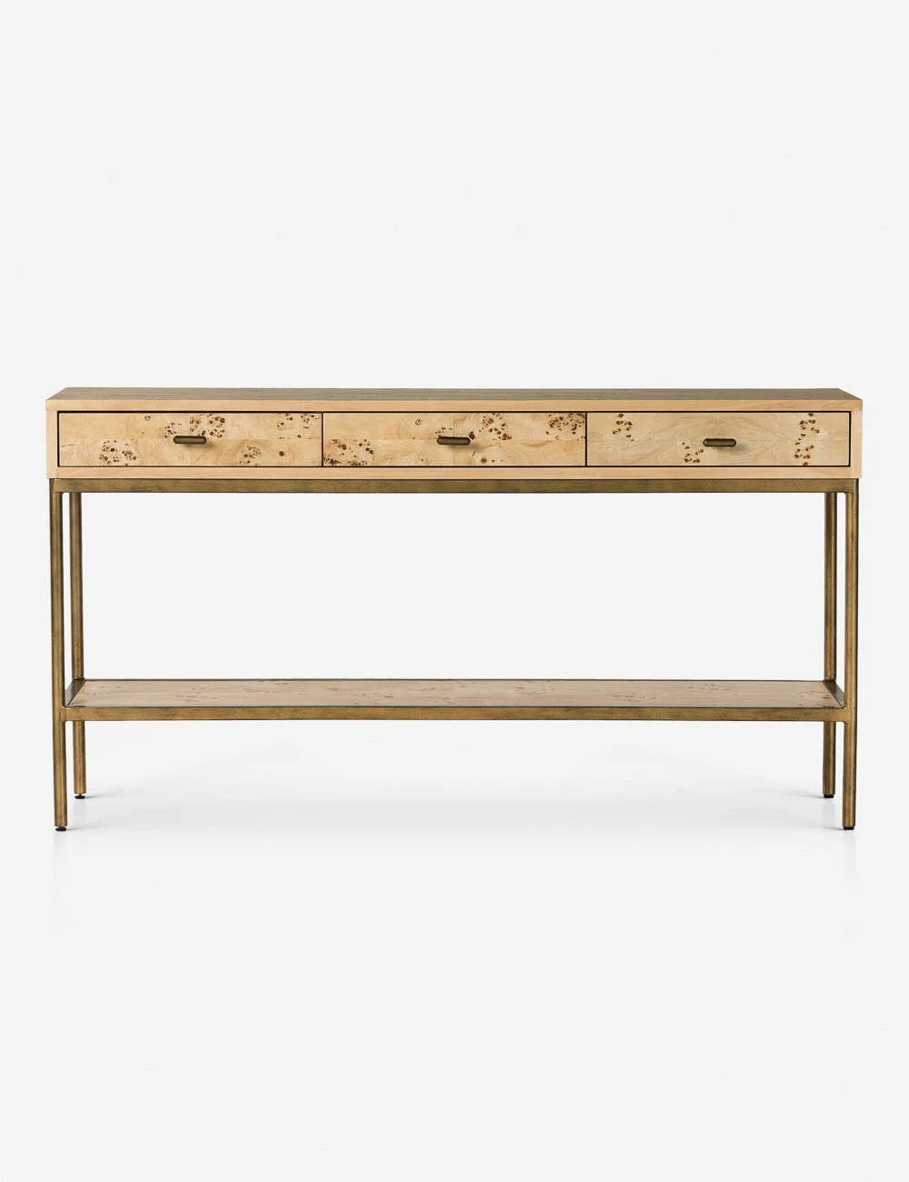 229262-001_FRT_1.jpg Lulu And Georgia Lorca Burl Wood Console Table New