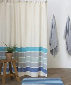 Lulu And Georgia Bolé Road Textiles Omo Shower Curtain, Azure