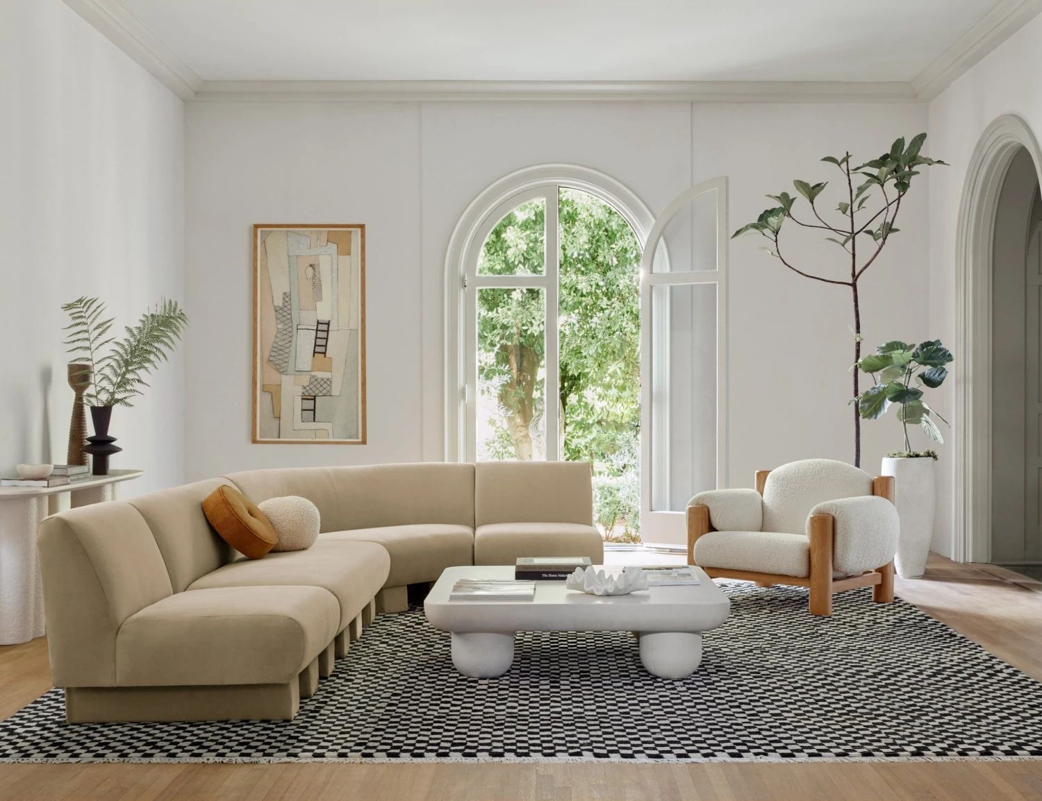 CheckerboardLivingRoom_10534-SITECROP-1_d6342010-a078-4741-a55d-cc19323bd9e1.jpg Lulu And Georgia Clouded Coffee Table By Sarah Sherman Samuel