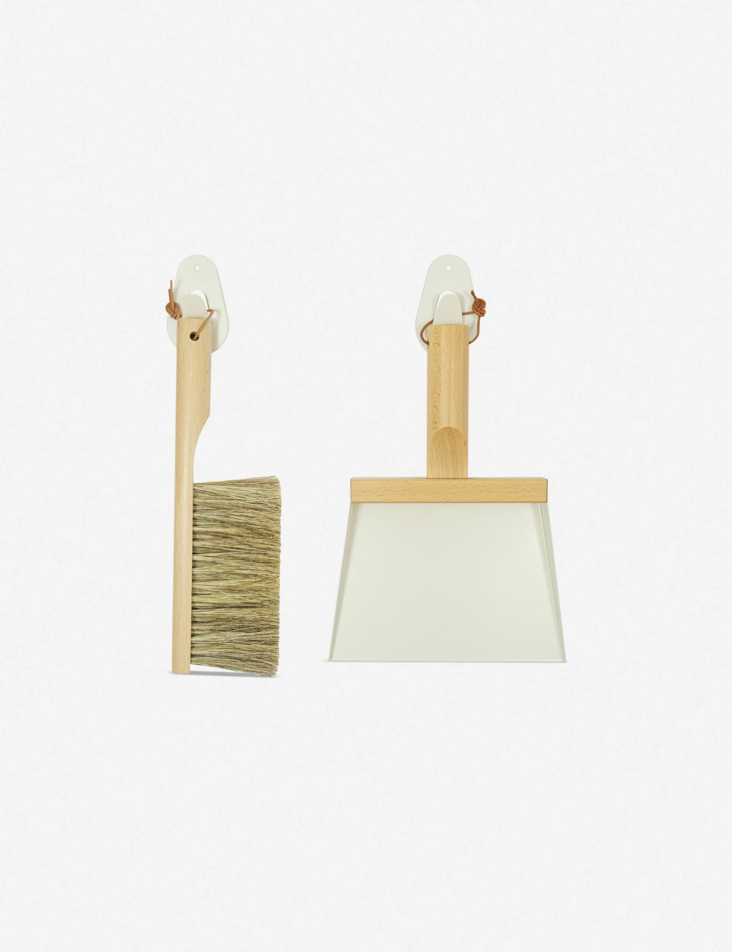 Copyofandreejardinwhitedustpanwithhooks.jpg Lulu And Georgia Mr. And Mrs. Clynk Dustpan + Natural Brush With Wall Hooks Set By Andrée Jardin