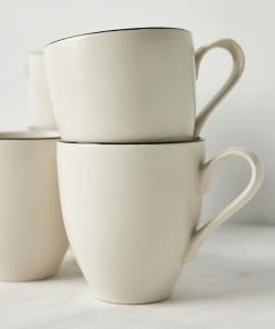 Lulu And Georgia Augusta Mugs (Set Of 6), Natural/Black By Costa Nova Artful Proportions Collection
