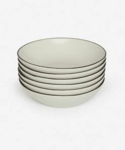 Lulu And Georgia Augusta Pasta Bowls (Set Of 6), Natural/Black By Costa Nova Artful Proportions Collection