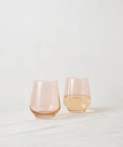Lulu And Georgia Muted Pastels Estelle Stemless Wine Glass (Set Of 2)