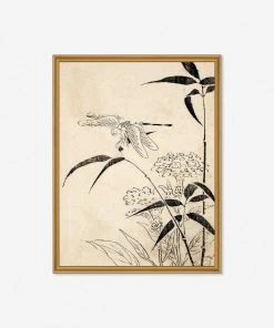 Lulu And Georgia 'Dragonfly, Coxcomb And Bamboo' Print By Miyazaki Yūzen