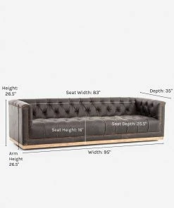 Lulu And Georgia Furniture Afia Leather Sofa, Distressed Black