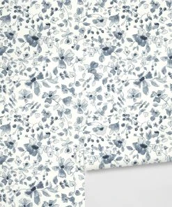 Lulu And Georgia Rylee + Cru Blue Floral Wallpaper