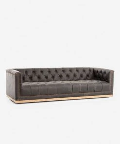 Lulu And Georgia Furniture Afia Leather Sofa, Distressed Black