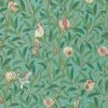 Lulu And Georgia Morris & Co. Bird And Pomegranate Wallpaper, Turquoise/Coral Swatch