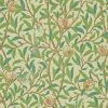 Lulu And Georgia Morris & Co. Bird And Pomegranate Wallpaper, Bay Leaf/Cream Swatch
