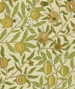 Lulu And Georgia Morris & Co. Fruit Wallpaper, Lime Green Tan Swatch