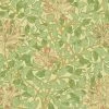 Lulu And Georgia Morris & Co. Honey Suckle Wallpaper, Green Beige Pink Swatch