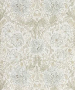 Lulu And Georgia Morris & Co. Pure Honeysuckle & Tulip Wallpaper, Linen Swatch