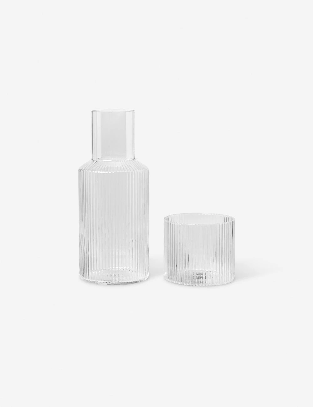 fermLIVING-RippleSmallCarafeSet-Clear-pack-1_1.jpg Lulu And Georgia Rian Ripple Bedside Carafe Set