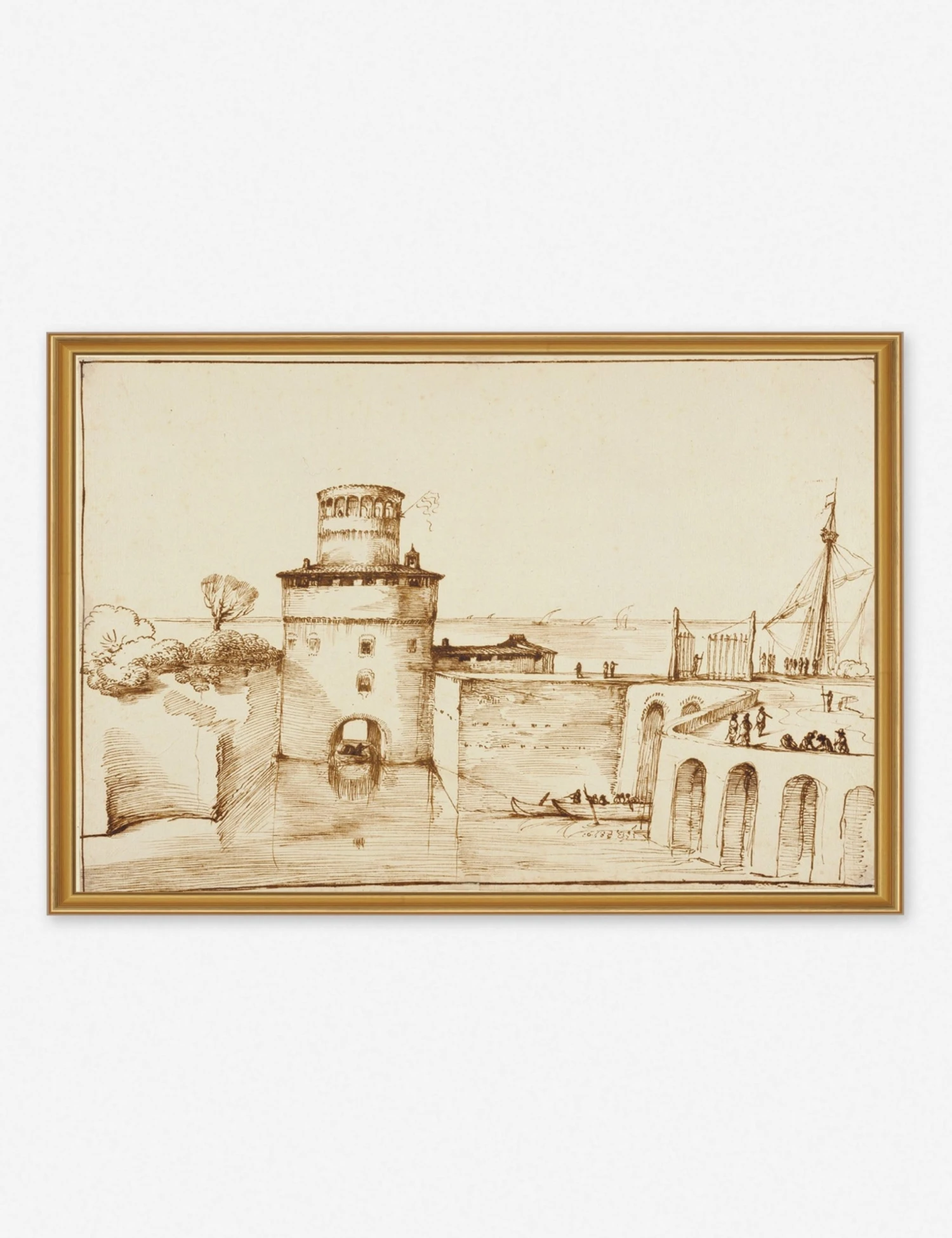 landscape_with_a_view_of_a_fortified_fort_gold_frame_425e0cf2-1782-4800-bfaf-3f2eef917841.jpg Lulu And Georgia Earth Tones 'Landscape With A View Of A Fortified Fort' Wall Art By Giovanni Francesco Barbieri, Original Work Held By The J. Paul Getty Museum