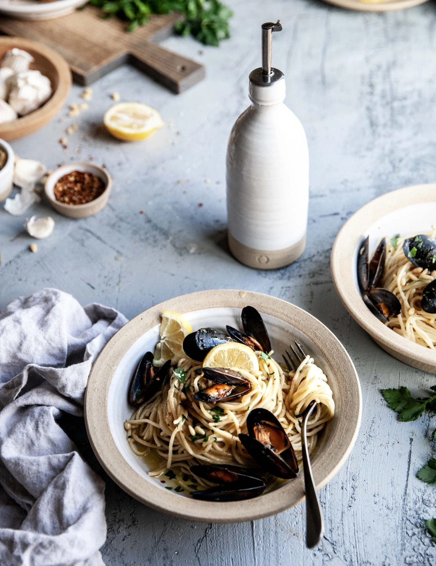 pasta_bowl_mussels_7_1_c4a2c642-d634-41db-86f4-bb44e84446af.jpg Lulu And Georgia Farmhouse Pottery Olive Oil Bottle