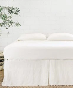 Lulu And Georgia Pom Pom At Home Pleated Linen Bed Skirt