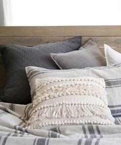 Lulu And Georgia Bouclé + Textural Fabric Pom Pom At Home Iman Pillow