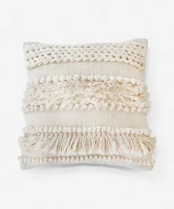 Lulu And Georgia Bouclé + Textural Fabric Pom Pom At Home Iman Pillow