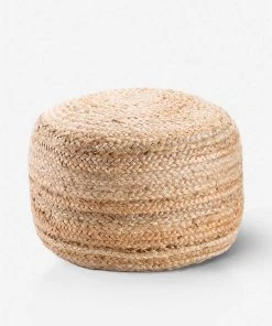 Lulu And Georgia Patan Round Pouf, Natural