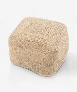 Lulu And Georgia Patan Square Pouf, Natural