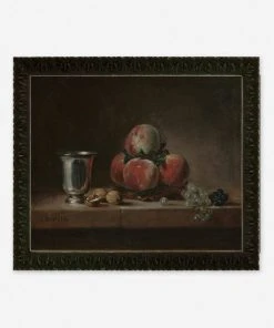 Lulu And Georgia Earth Tones 'Still Life With Peaches, A Silver Goblet, Grapes, And Walnuts' Wall Art By Jean-Simeon Chardin